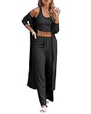Fessceruna Womens 3 Piece Lounge Sets Pajamas Knit