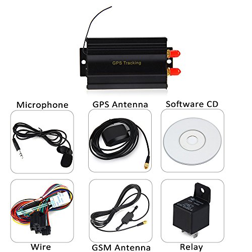 Anysun vehicles gps tracker Quad band Car Tracker SD card slot anti-theft move alarm with Remote Control Pc Version Software Google Maps Link Real Time Tracking App Scanner (TK103B)