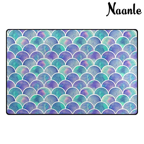 Naanle-Watercolor-Rainbow-Mermaid-Scale-Non-Slip-Area-Rug-for-Living-Dinning-Room-Bedroom-Kitchen-4-x-648-x-72-inches-Colorful-Nursery-Rug-Floor-Carpet-Yoga-Mat Naanle Watercolor Rainbow Mermaid Scale Non Slip Area Rug for Living Dinning Room Bedroom Kitchen, 4' x 6'(48 x 72 inches), Colorful Nursery Rug Floor Carpet Yoga Mat