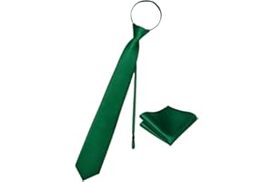 YourTies Men's Tie Set Solid Color Adjustable Zipper Neck Tie 8cm Satin Tie and Pocket Square Set with Gift Box