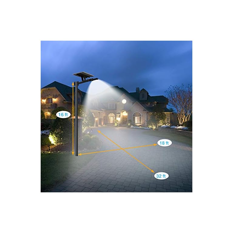 Gebosun LED 60W Solar Flood Outdoor Street Lights,IP65 Waterproof Dusk to Dawn Security Area 