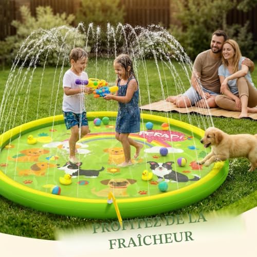 Peradix Splash Pad Non-Slip Play Mat for Summer Garden Kids Toy Pool Baby Outdoor Party