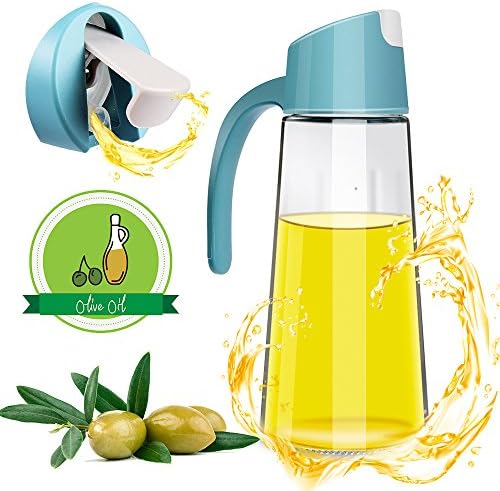 Olive Oil Dispenser Bottle - Oil / Vinegar Dispensing Cruets - 17Oz Olive Oil Bottle and Condiment Vinegar Bottle Glass ，Olive Oil Glass Dispenser Cooking Vegetable Oil and Vinegar (blue)