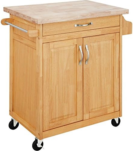 Kitchen Island Cart with Wheels Wood Top Storage Cabinet Drawer Towel Holder Spice Rack Rolling Utility Shelf Furniture Table Home Office Bar Rack Cupboard