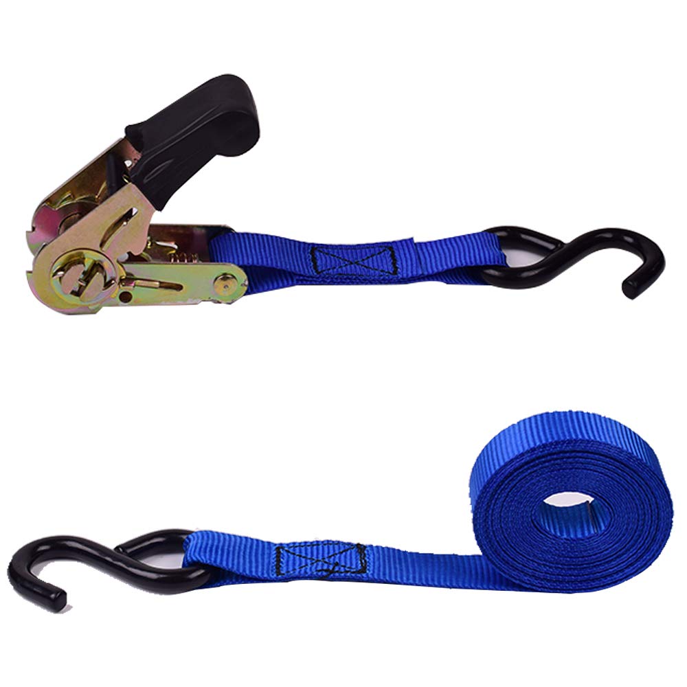 TIE Down Strap Ratchet Tie Down Straps - 4 Pk-15 Ft 1500 Lb Break Strength - Cargo Straps for Securing Motorcycle, Kayak, Truck, Trailer and Boat Lawn Equipment- Includes 4 Soft Loops