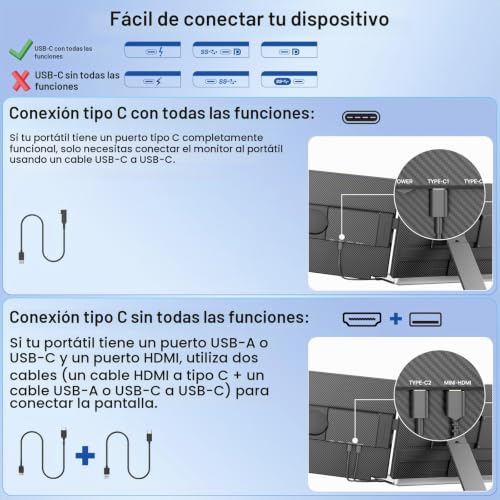 siaviala 15.6" Laptop Screen Extender IPS 1080P FHD Portable Monitor Dual Screen Laptop Screen 13 to 17" Plug & Play for Windows/Mac/Android/Switch/PS5