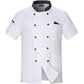 Unisex Double-Breasted Chef Coat Back Full Mesh Lightweight Chef Jacket Color Stitching Chef Uniform