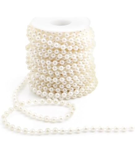 48ft Half-Round Faux Pearl Garland Roll - 10mm Flat Back Craft Pearls For Wedding, Christmas & DIY Decor (Ivory) - View #11