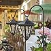 GIGALUMI 31.5 inch Solar Lights Outdoor, Hanging Solar Coach Lantern 2 Shepherd Hooks (2 Pack)