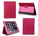 Bear Motion for iPad Air 2 - Genuine Leather Folio Case for iPad Air 2 with Auto Sleep/Wake Feature - (Hot Pink)