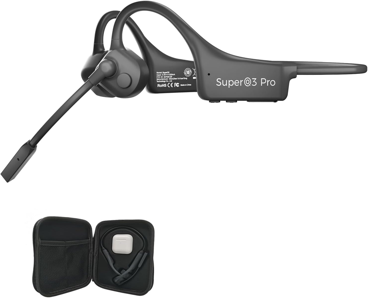 Photo 1 of YouthWhisper Open Ear Bone Conduction Headphones with mic - Bluetooth Headset Waterproof Bone Conducting Earphones, Headphones Wireless Earbuds Set, with QCC Chip, CVC8.0 Noise-canceling
