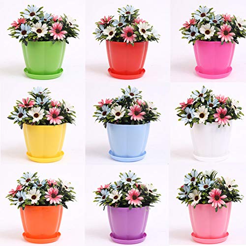 Anyumocz 9 Pack Multi Color Thick Plastic Plant Pots Seedling Nursery Transplanting Planter Container Outdoor Indoor for Your Room,Office Garden and Balcony Decor