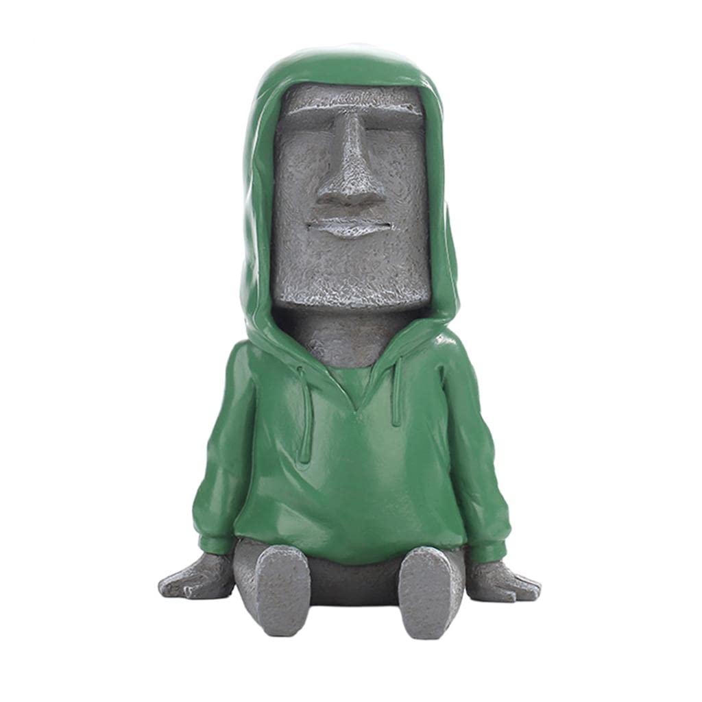 LOVIVER Easter Island Statue Ahu Ancient Monolith Decoration Accents Moai Head Sculpture for Bedroom Living room and Desktop Ornaments, Gray F