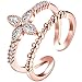 BOHG Jewelry Women's 18k Rose Gold Plated Cubic Zirconia Cz Flower Eternity Ring Engagement Wedding Band Size 7