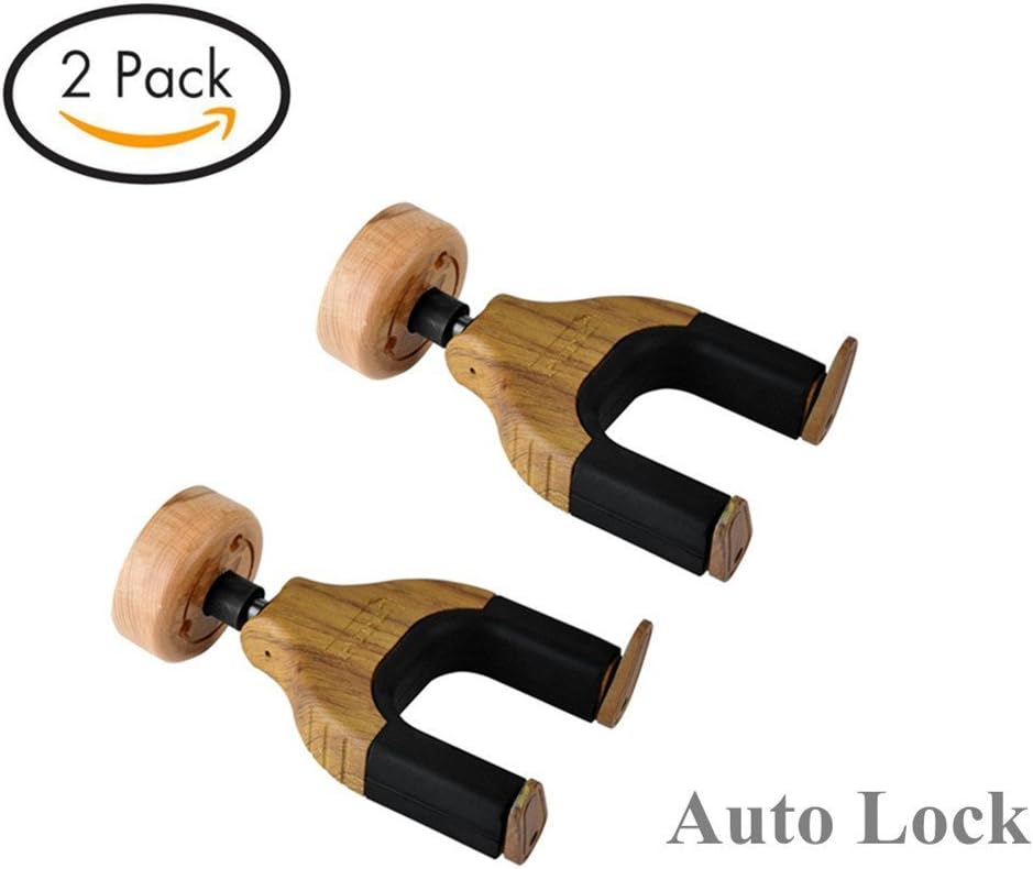 Guitar Wall Hanger,Loietnt Guitar Hanger Auto Lock Hook Holder Wall Mount Bracket for Home Studio Guitar,Bass, Multiple Musical Instruments (2 Pack)