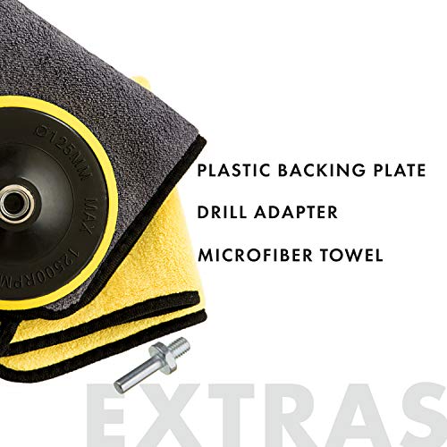 Amber & Hitch 6inch Polishing Pad Kit 5 Foam Buffing Pads, 3 Wool