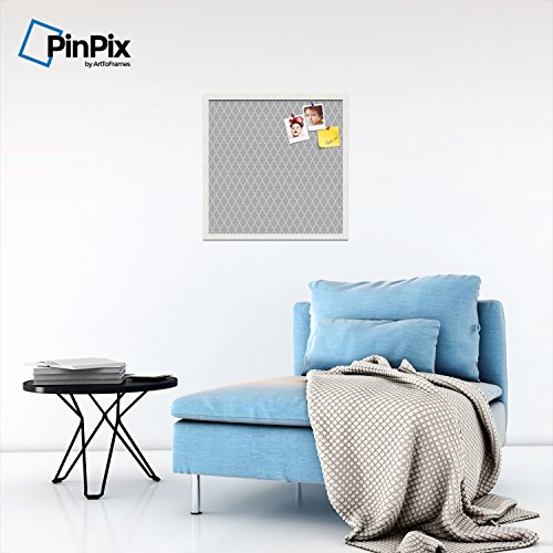 PinPix pin Cork Bulletin Board Made from Canvas, Quatrefoil Patterns 24 x 24 Inches (Completed Size) and Framed in Satin White Frame (PinPix-284) - Thumbnail 3