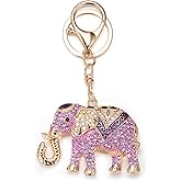 SWJEWEL Rhinestone Elephant Keychain Gold Plated Hook Cute Sparkly Crystal Elephant Lucky Key Chain for Women
