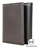 Mens RFID Blocking Trifold Leather Wallet with ID Window