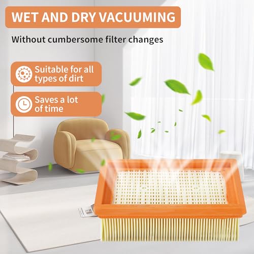 3 Pieces Vacuum Cleaner Filter for Karcher Kit, Replacement Filter for Multi-Function Vacuum Cleaners for Karcher WD4, WD5, WD6, MV4, MV5, MV6 for Vacuum Cleaners for Karcher