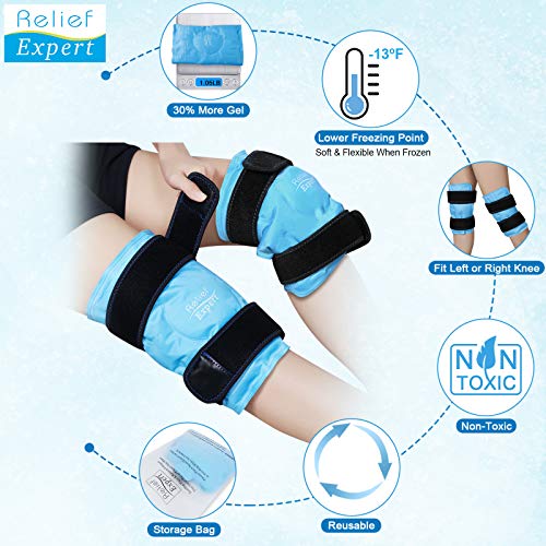 Relief Expert Knee Ice Pack Wrap for Injuries Reusable Gel Ice Pack for