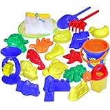 Kidzlane Beach Toys, Sand Toys Set for Kids, Beach Sand Toys in a Mesh Bag, 20 Piece