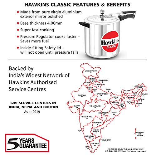 Hawkins Classic 12 L Aluminum Pressure Cooker, Medium, Silver, 12Liter