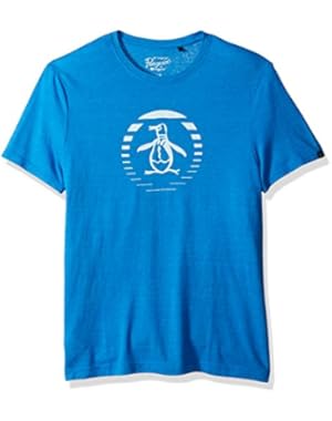 Men's Short Sleeve Triblend Ombre Stripe Circle Logo Graphic Tee