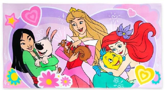 Photo 1 of DISNEY STORE Official Princess, Mulan, Aurora, and Ariel Kids Bath Towel, Soft & Absorbent Beach Towels, 100% Cotton Pool Towel, 29 by 59 Inches, Highly Absorbent Bath Towels for Bathroom