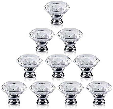 TankeDirect Crystal Handle Knob for Desk Drawer Glass Cabinet Knobs 10 Pcs 30mm(clear)