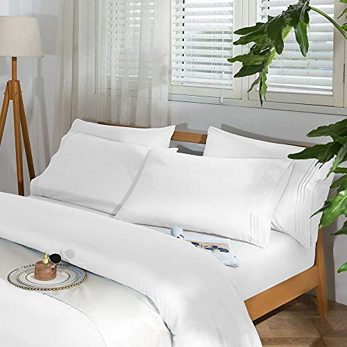 SAKIAO 6PC Queen Size Bed Sheets Set Brushed Microfiber 1800 Thread