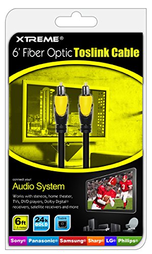Xtreme 73506 6-Feet Fiber Optic Toslink Cable Connect Any Audio System to Your HDTV