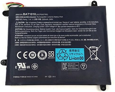 Amazon Com Bat 1010 Laptop Battery For Acer Iconia Tablet A500 A501 A500 10s32u A500 10s16u Bat1010 Bat 1010 Tablet 7 4v 3260mah 24wh Computers Accessories
