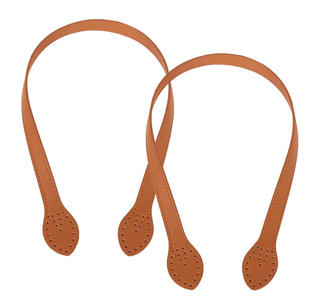 JOCXZI Leather Bag Handles - 2 Pieces Leather Bag Straps Handbag Handles Replacement Bag Handles Leather Made of Thick PU Leather Durable Light Brown for DIY Handbag