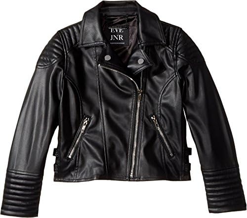 eve jnr Unisex Vegan Leather Moto Jacket (Little Kids/Big Kids) Black Outerwear