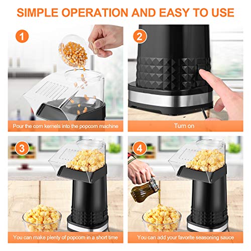 Hot Air Popper Popcorn Maker,1200W Electric Popcorn Maker,BPAFree, 3