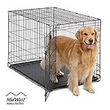 Large Dog Crate | MidWest ICrate Folding Metal Dog Crate | Divider Panel, Floor Protecting Feet Large Dog