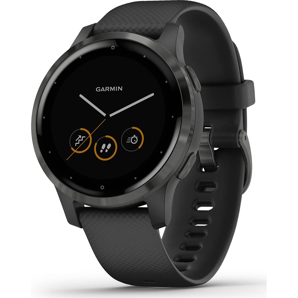 Garmin Vívoactive 4S, Smaller-Sized GPS Smartwatch, Features Music, Body Energy Monitoring, Animated Workouts, Pulse Ox Sensors and More, PVD Black/Slate