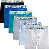 JINSHI 6-Pack Mens Breathable Performance Long Leg Boxer Briefs Bamboo Trunks Assorted Colors Size L