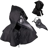 Plague Doctor Bird Leather Mask and Cloak Long Nose Beak Halloween Costume Props Leather Masks for Adults