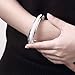 LEECCO Women 925 Sterling Silver Fashion Open C-Shape Bracelets Cuff Bangle