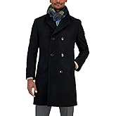 Nautica Mens Black Double Breasted Wool Overcoat 38R