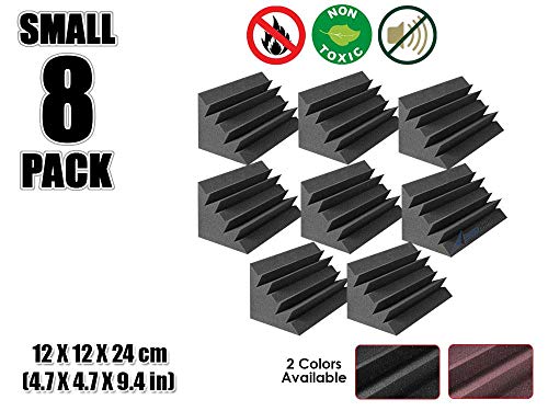 Arrowzoom New 8 Pack of 4.7 in X 4.7 in X 9.4 in Black Soundproofing Insulation Bass Trap Acoustic Wall Foam Padding Studio Foam Tiles AZ1133 (BLACK)