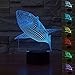 3D Led Night Light Lamps - Optical Illusion 7 Colors Touch Table Desk Visual Lamp Gifts Toys for Children Kids (Shark)