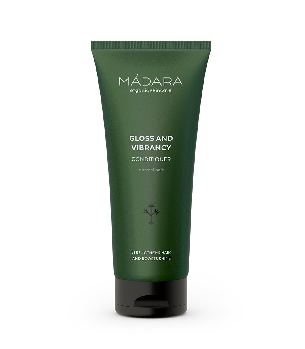 MÁDARA Hair Conditioner for Women – Nourishing Plant-Powered Hair Treatment for Improved Lustre and Vibrancy, Gloss and Vibrancy Conditioner 200ml, Natural Shine Enhancer, Vegan