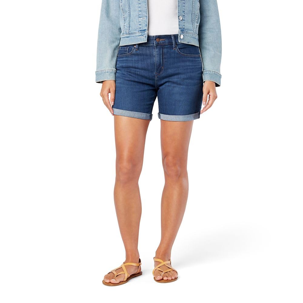 Levi Strauss Signature Women's Mid-Rise Shorts Stretch Denim (Available in Plus Size), (New) Over The Moon, 16 Plus, 18 Plus Image Levi Strauss Signature Women's Mid-Rise Shorts Stretch Denim (Available in Plus Size), (New) Over The Moon, 16 Plus, 18 Plus Image