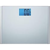 Eat Smart Precision Plus Digital Bathroom Scale for Body Weight, Silver | Tempered safety glass for stability, backlit display readable from any angle, instant results, low profile modern design