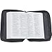 New Embassy Italian Stone Design Black Genuine Leather Bible Cover Zippered Main Compartment
