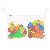 TWO POCKET BATH TOY ORGANIZER - best toy bag - two compartments - largest, holds more baby bath toys, mold resistant, washable toy holder - super strong hold, bonus suction cups