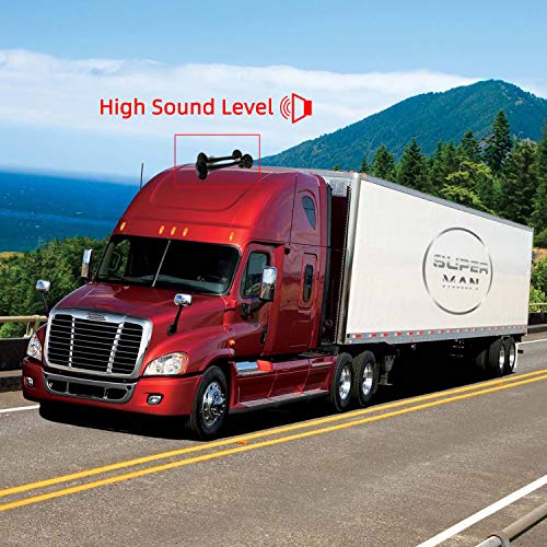 HK 12V 150db Air Horn, Chrome Zinc Dual Trumpet Air Horn with Compressor for Any 12V Vehicles Trucks Lorrys Trains Boats Cars Vans (Black) - Thumbnail 6